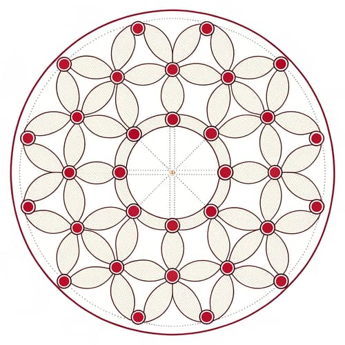 Circle with Seven Circles at 51.43 Degrees