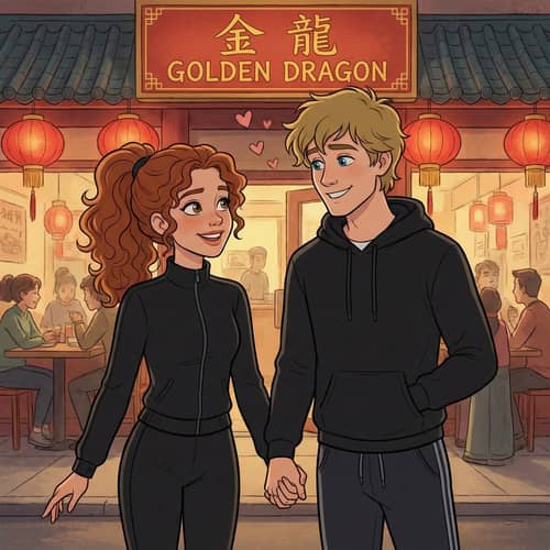 Animated Couple Outside Chinese Restaurant