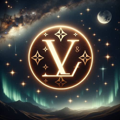 Luxury Fashion Brand Logo in Cosmic Space | LV Monogram Pattern