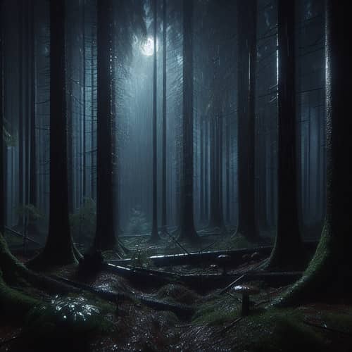 Dark Forest Rain Night Atmosphere | Mystical Woods Scene