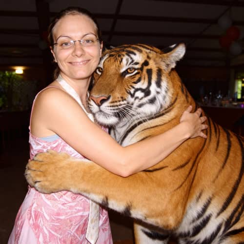 A Character Hugging a Tiger: A Unique Encounter A Character Hugging a Tiger: A Unique Encounter