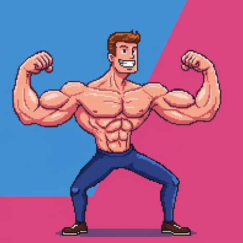 8-Bit Stretchy Man in Powerful Stance