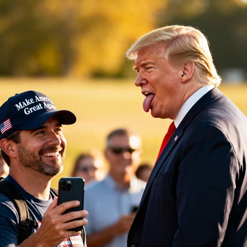 Donald Trump Sticking Out His Tongue to a Fan