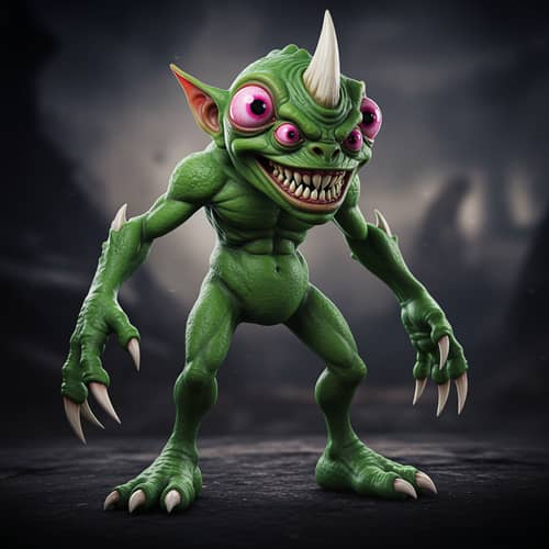 Unique Green Monster with Pink Eyes