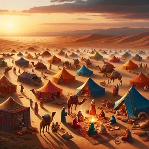 Vibrant Nomad Camp in Desert | Diverse Community & Cultural Activities