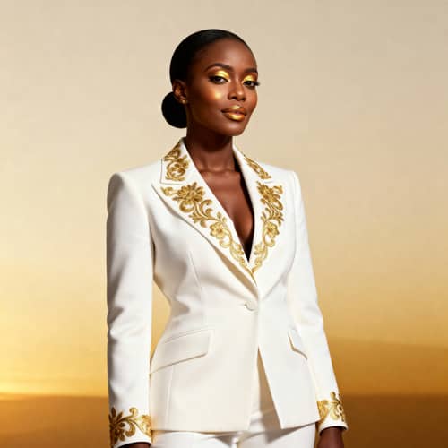 Confident African Businesswoman in Elegant Power Suit Confident African Businesswoman in Elegant Power Suit