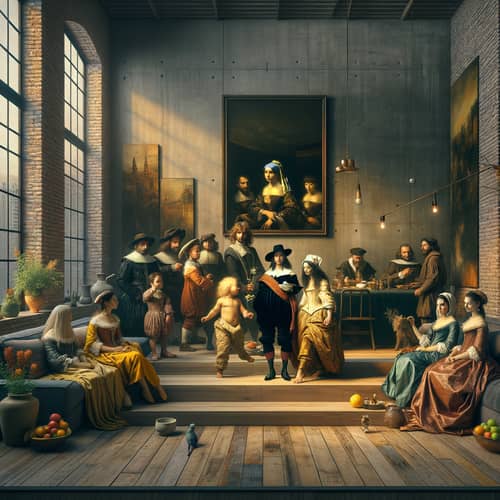 Modern Reinterpretation of Las Meninas in a Contemporary Loft