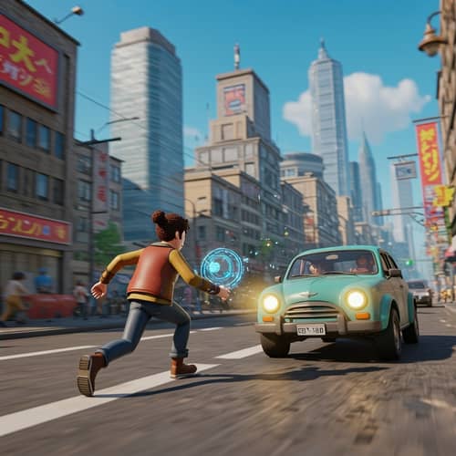 Dynamic City Scene with Engaging Character Interaction