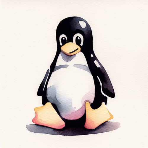 Cheerful Penguin Watercolor Art | Linux OS Symbol Interpretation