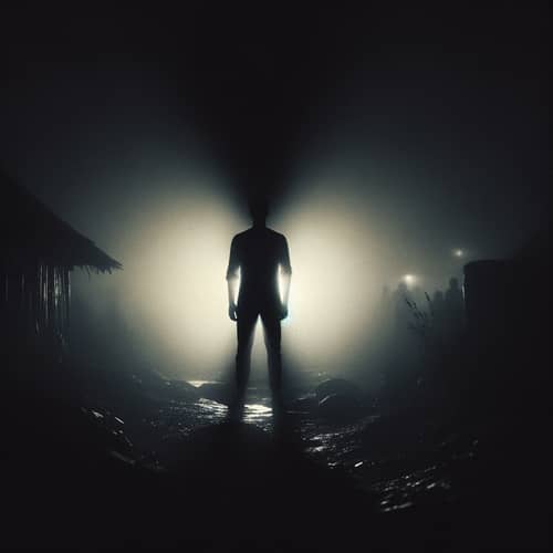 Solitary Figure in Dark Shadow: A Compelling Image of Solitude and Peace