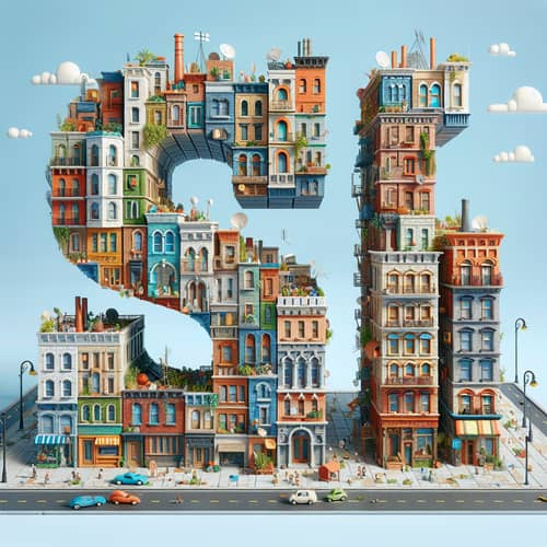 Colorful Buildings Spell Out 'Si' - Cultural Diversity in Urban Landscape