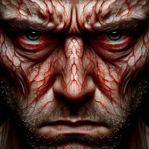 Intensely Furious Male Face: Anger, Anxiety, Depression