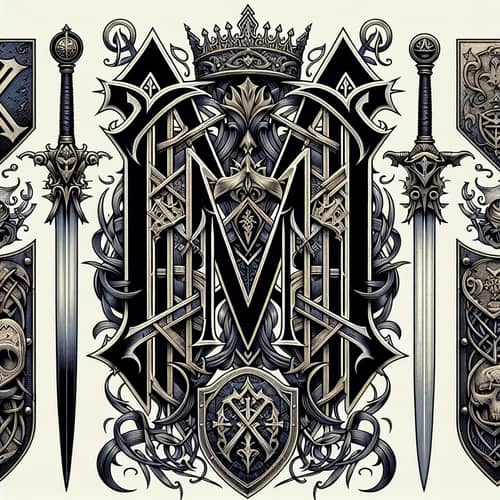 Gothic Style Tattoo - Intricate Letter M Design
