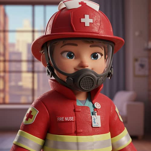 Pixar-Inspired Firefighter Nurse Face Art