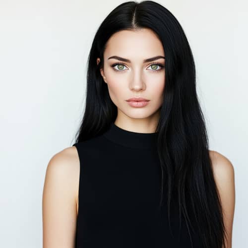 Russian Model with Black Hair and Green Eyes