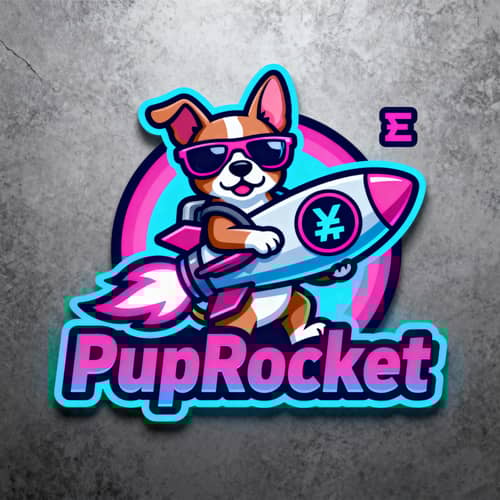 Viral Memecoin Logo with Dogs & Rockets