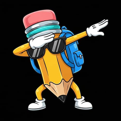Dabbing Cartoon Pencil Character T-Shirt Design