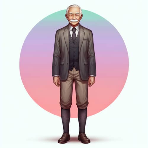 Elderly Man in Formal Wear and Black Socks