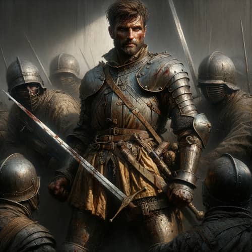 Heroic Soldier in Battle: Defying Enemies in Gritty Digital Painting