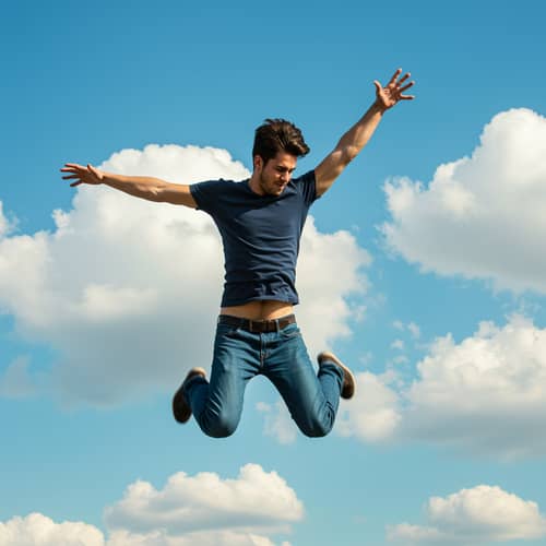 A Man Soars Through the Sky