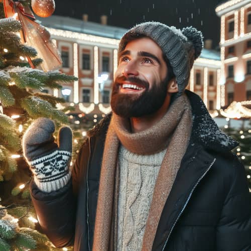 Winter Celebration near Decorated Christmas Tree in Minsk 2024
