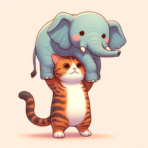 Cat Carrying Elephant: Unique Illustration