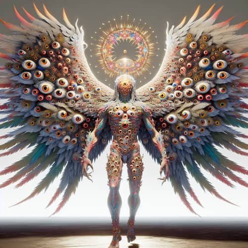 Biblical Angel Boss: Divine Being with Multitude of Eyes & Six Wings