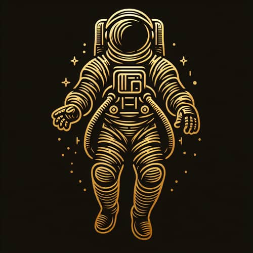 Golden Astronaut Outline on Black Background