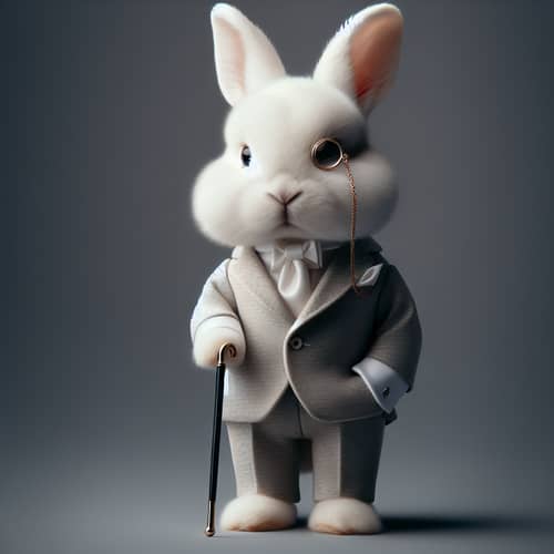 Classy White Suit Rabbit | Elegant Attire