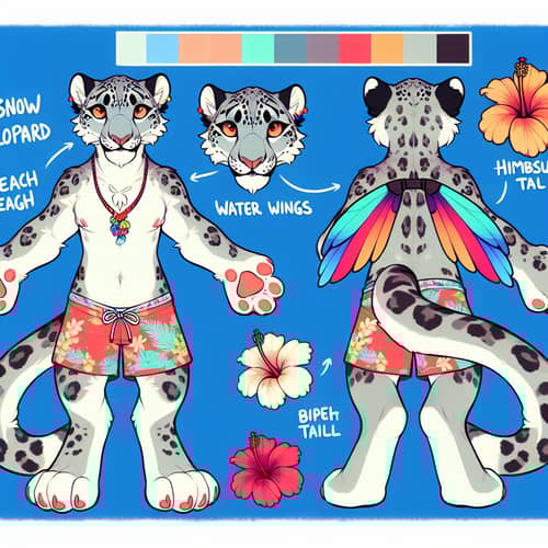 Anthro Snow Leopard Beach Theme Reference Sheet