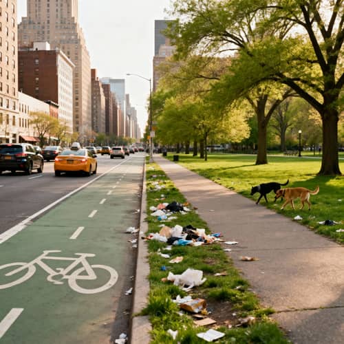 City Life: Parks, Cars, and Green Spaces