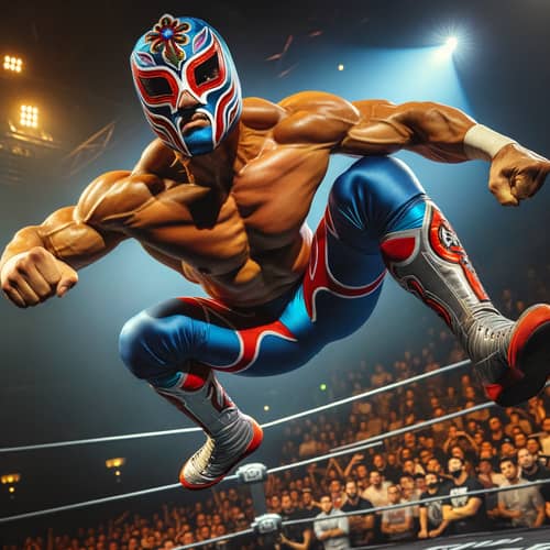 High-Flying Luchador Wrestler | Thrilling Mid-Air Move