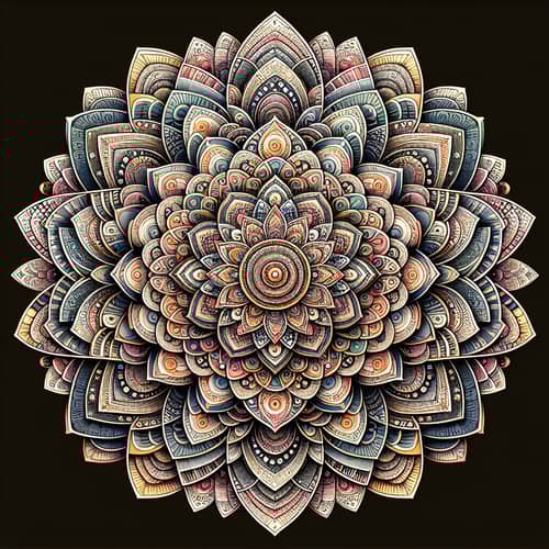 Unique Mandala Flower with Geometric Patterns and Harmonious Colors