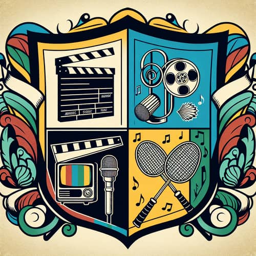 Multicultural Coat of Arms with Artistic and Sporting Symbols