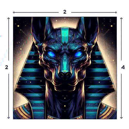 Colossal Anubis Icon with Blue Eyes & Aura | 2D Vector Art