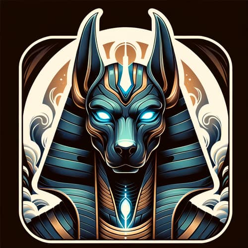 Colossal Anubis Icon with Blue Eyes & Aura - Profile Portrait