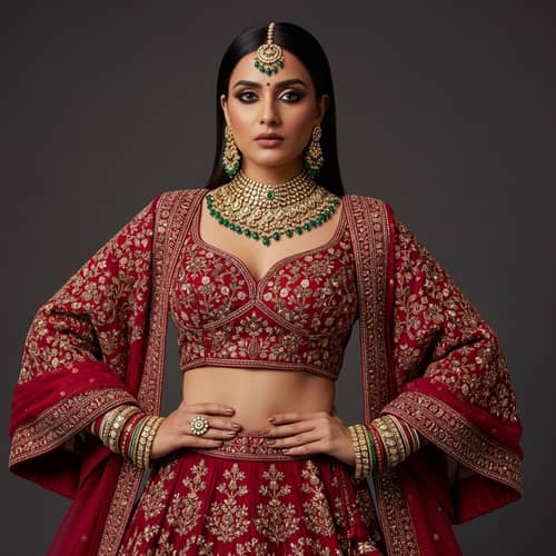 Stunning South Asian Model in Traditional Lehenga Choli