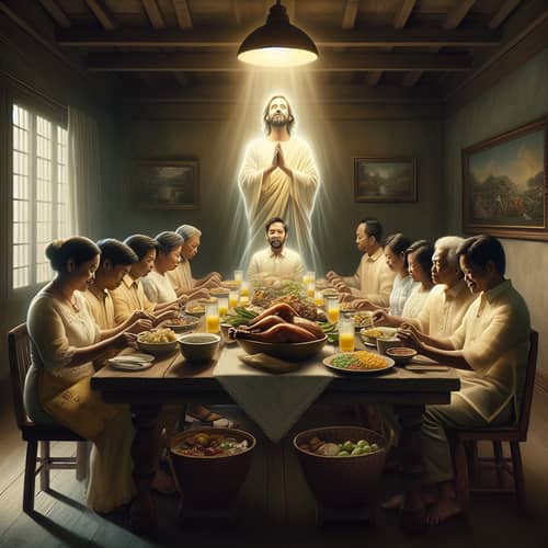 Filipino Family Feast with Christ at the Center