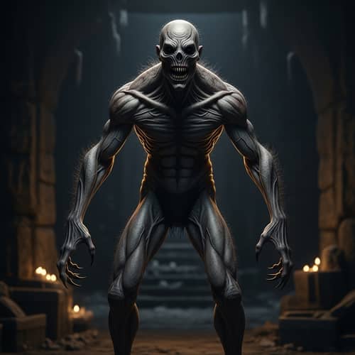 Cursed Humanoid Monster with Sharp Teeth
