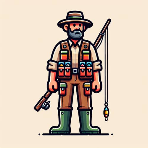 Vibrant 2D Cartoon Fisherman Illustration