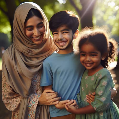 Happy Middle-Eastern Family Enjoying Summer Day in the Park
