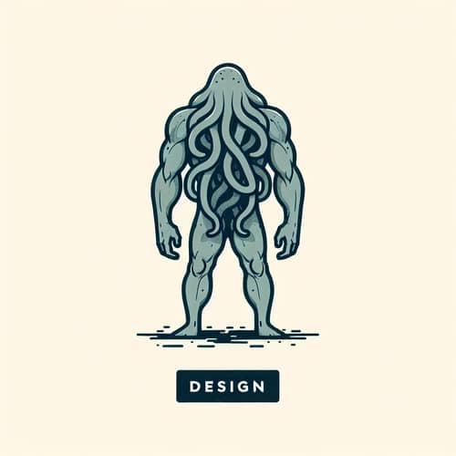 Muscular Humanoid Monster with Gray Tentacles - Sea Creature Design