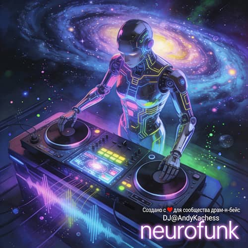 Futuristic Cyborg DJ in Cosmic Universe Art Futuristic Cyborg DJ in Cosmic Universe Art