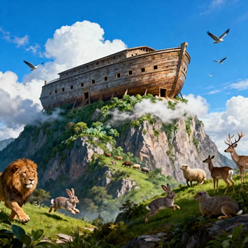 Majestic Ancient Ark on a Mountain Peak Majestic Ancient Ark on a Mountain Peak