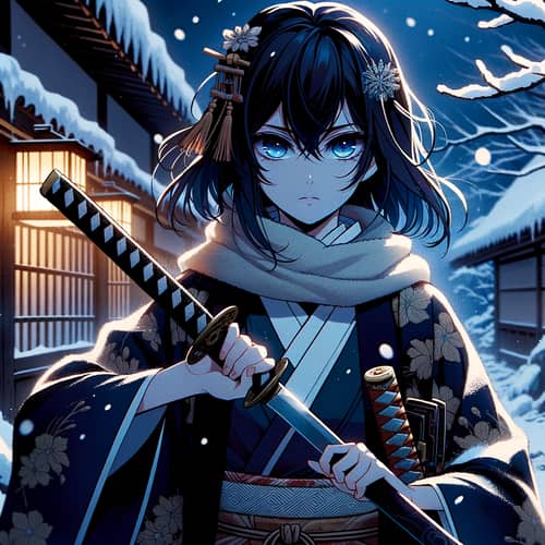 Manhwa Style Samurai Girl in Winter Japan with Katana | Revenge