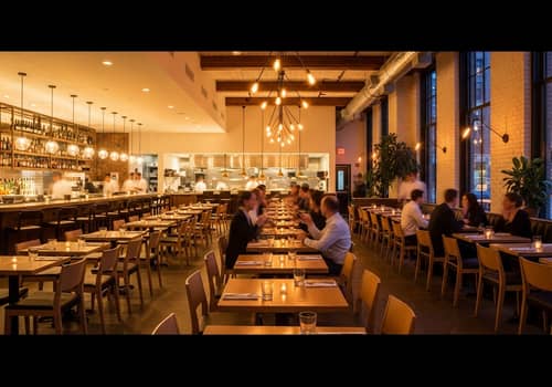 Modern Restaurant Interior with Warm Lighting