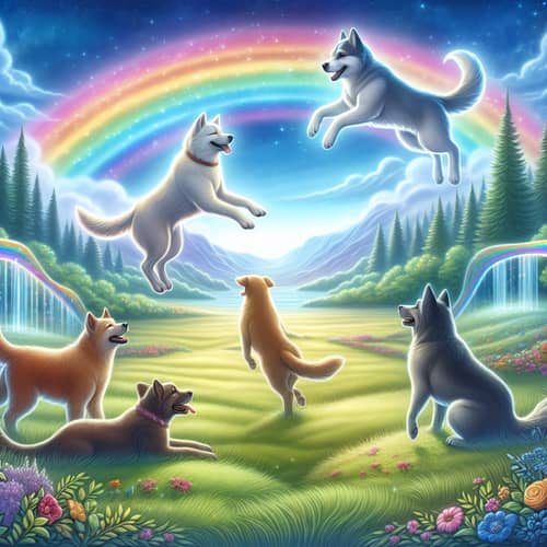 Dog's Joyful Journey Across the Rainbow Bridge
