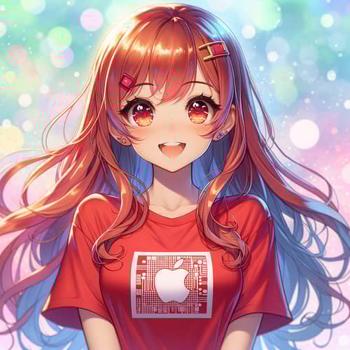 Tech Company Logo T-Shirt Design on Anime Girl | Charming Character Illustration