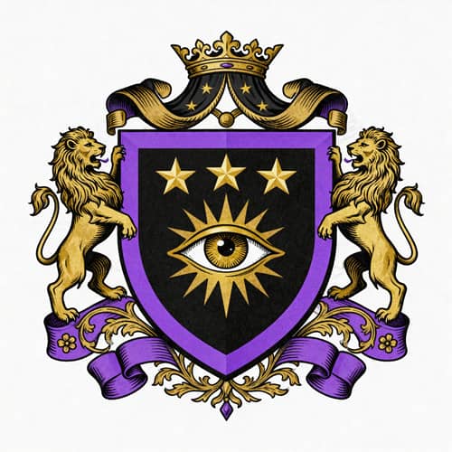 Noble Family Crest with Lions and Heraldic Designs