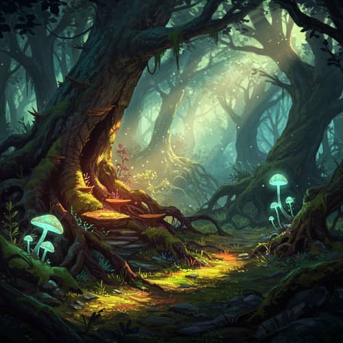 Saturated Fantasy Forest Digital Art